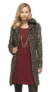 Target Merona Leopard Print Faux Fur Collar Coat