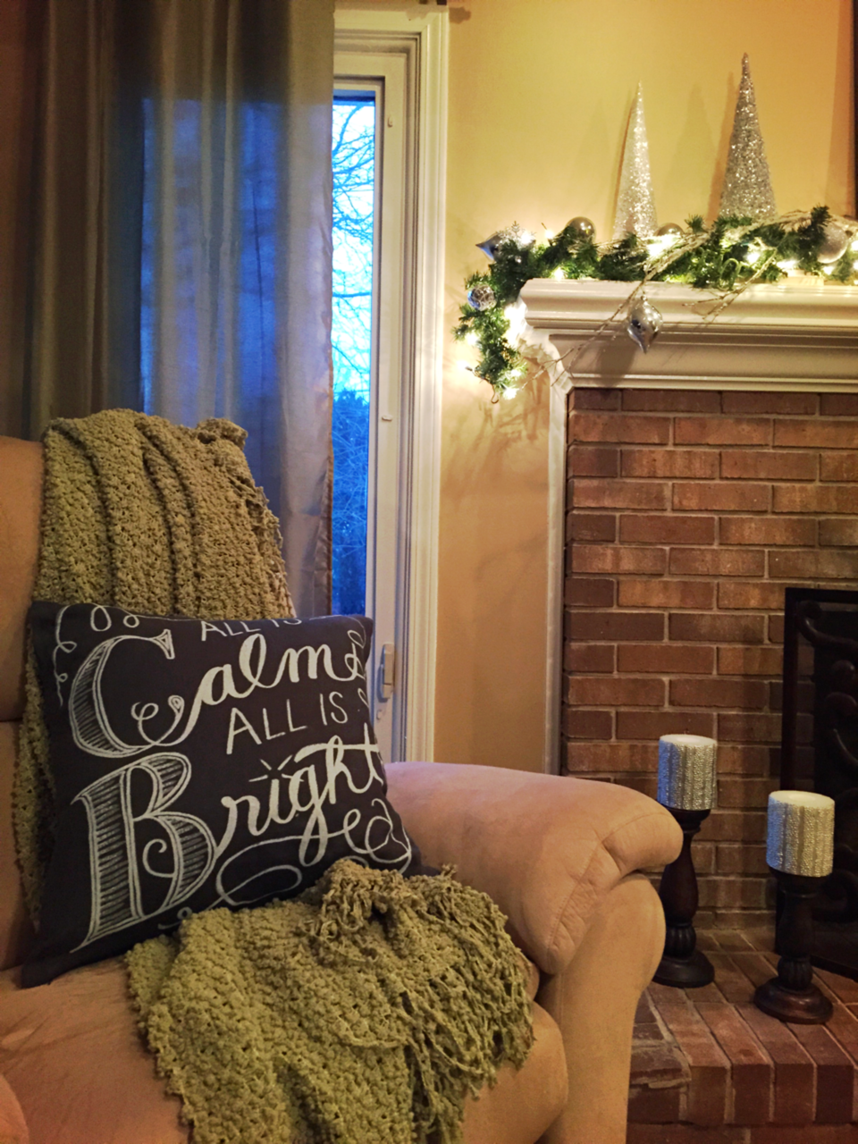 All is Calm All is Bright. Pottery Barn Christmas Pillow
